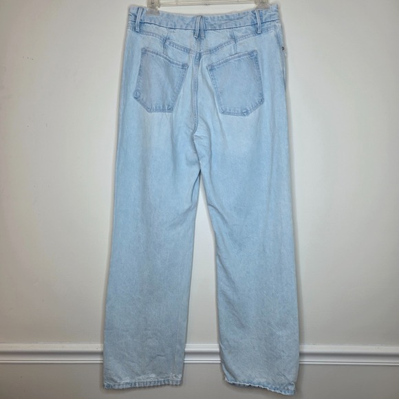 Good American 90s Straight Leg Jeans Sz 8/29 29X30 Distressed Drawstring Grunge - Picture 2 of 16